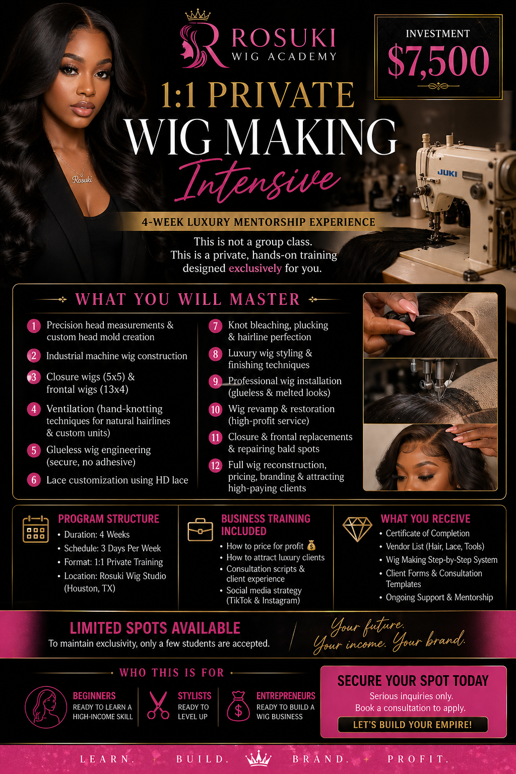 PRIVATE WIG MAKING COURSE (MENTORSHIP EXPERIENCE)