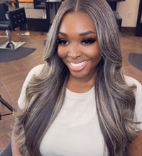 ASHLEY UNIT (Ash blonde  highlights with black base)
