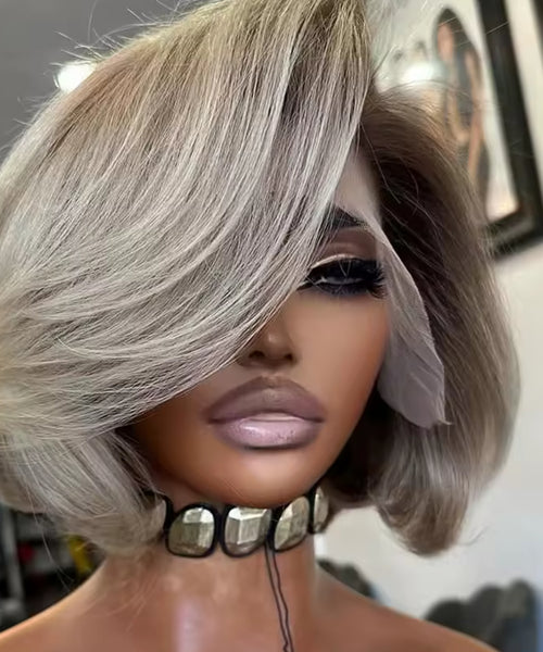 Ash blonde bob (dark roots) 8-12 inches