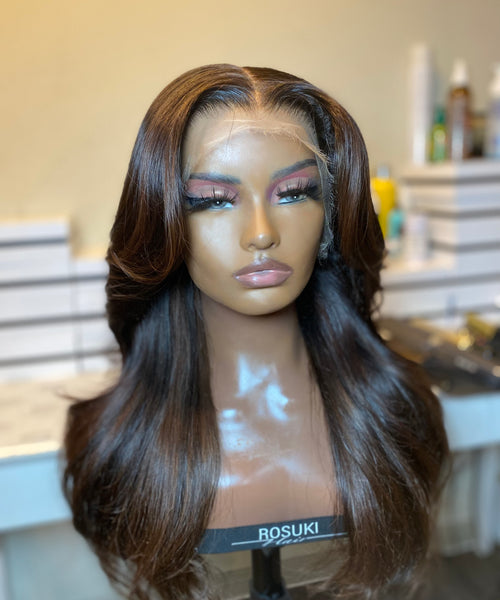 ROSUKI EHI (frontal wig with brown highlights)